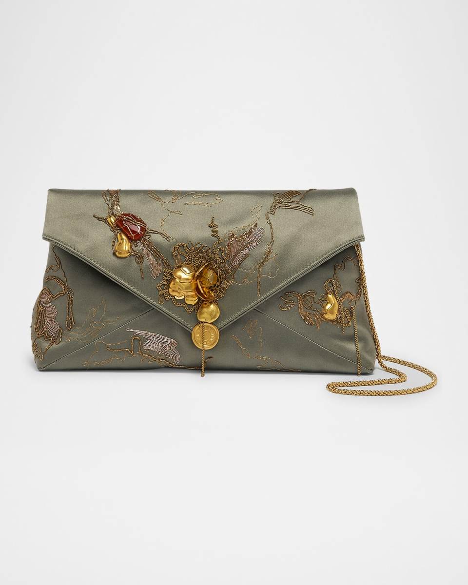 Embellished Envelope Flap Clutch Bag